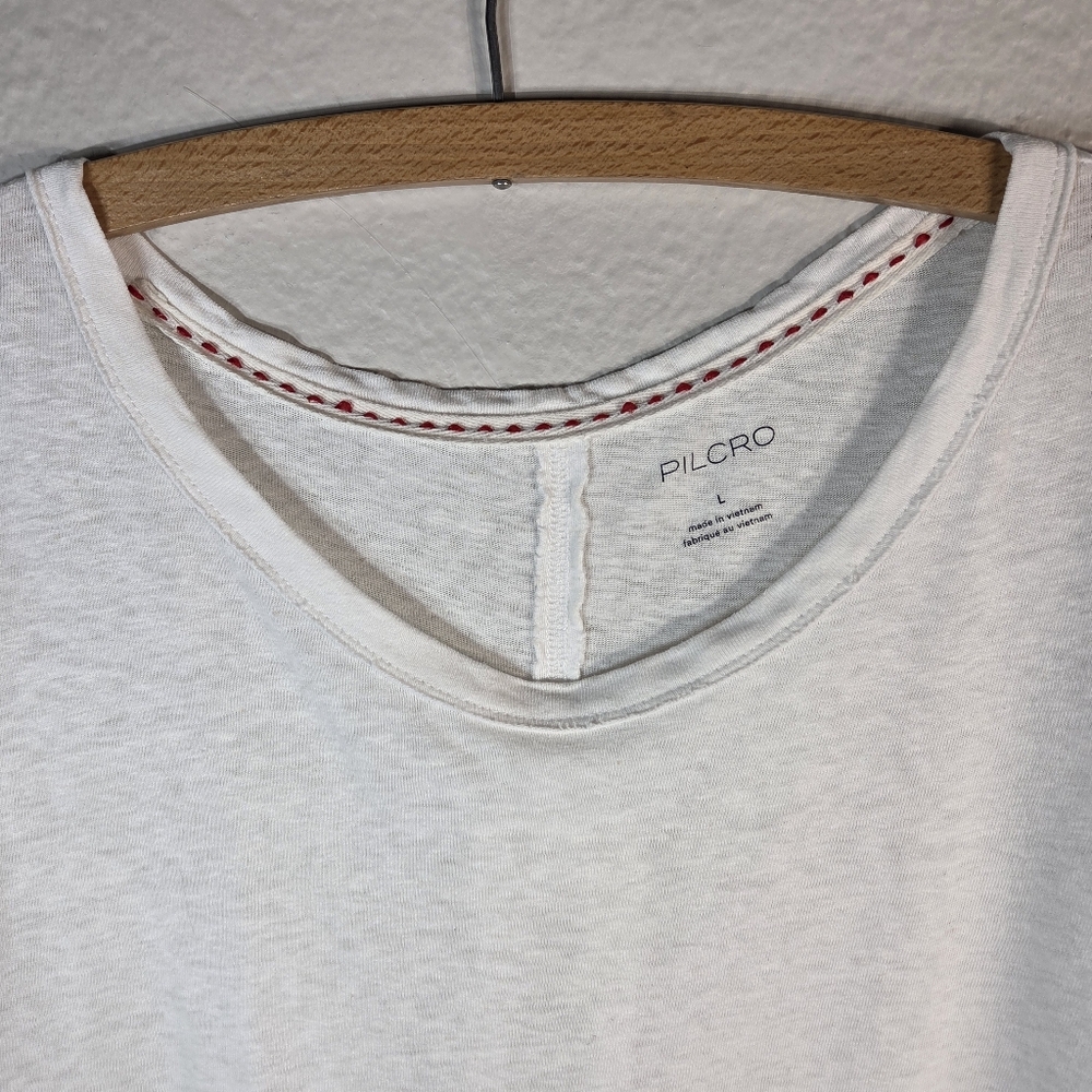 Pilcro Oversized Linen Lightweight Cap Muscle Tee Causal Sz L White Assimetrical - Picture 4 of 15